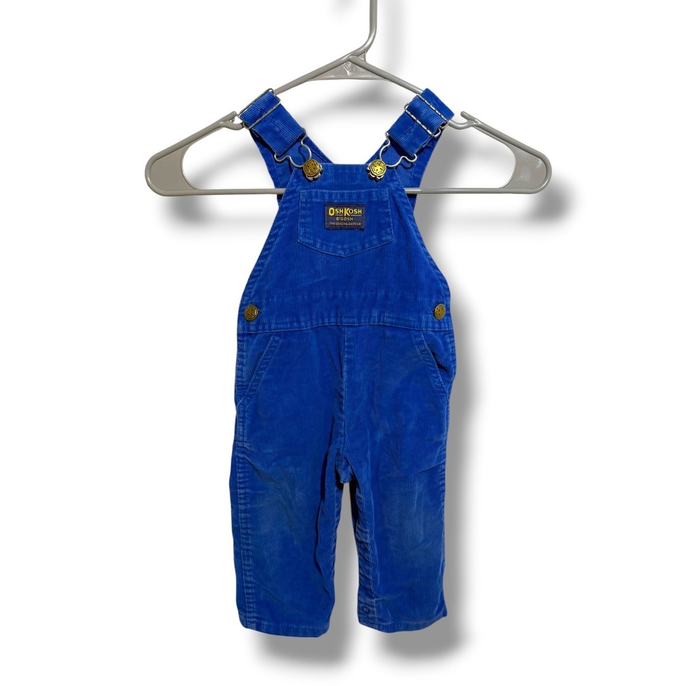 Vintage OshKosh B'Gosh Vestbak Overalls 18M Blue Corduroy Snap Leg USA